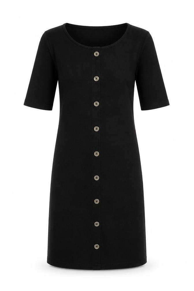 New Look Girls Black Button Front Stretch Shirt Dress 14-15 Years