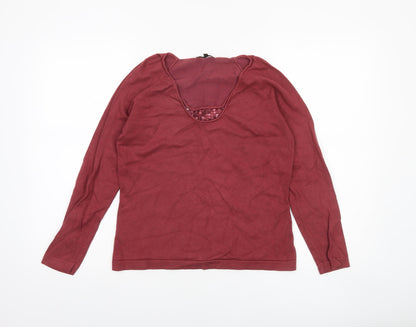 Additional front view of Linea Women's Red Sequin Scoop Neck jumper, size M