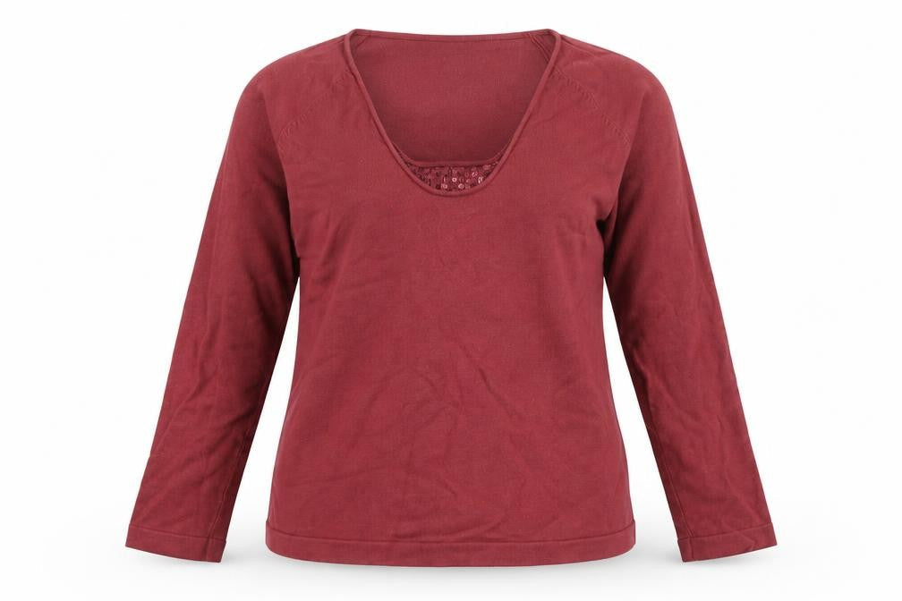 Linea Women's Red Sequin Scoop Neck Pullover Jumper Size M