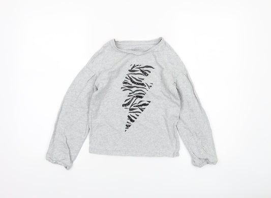 John Lewis Girls Grey Long Sleeve Zebra Print Lightning Pullover Top 9 Years