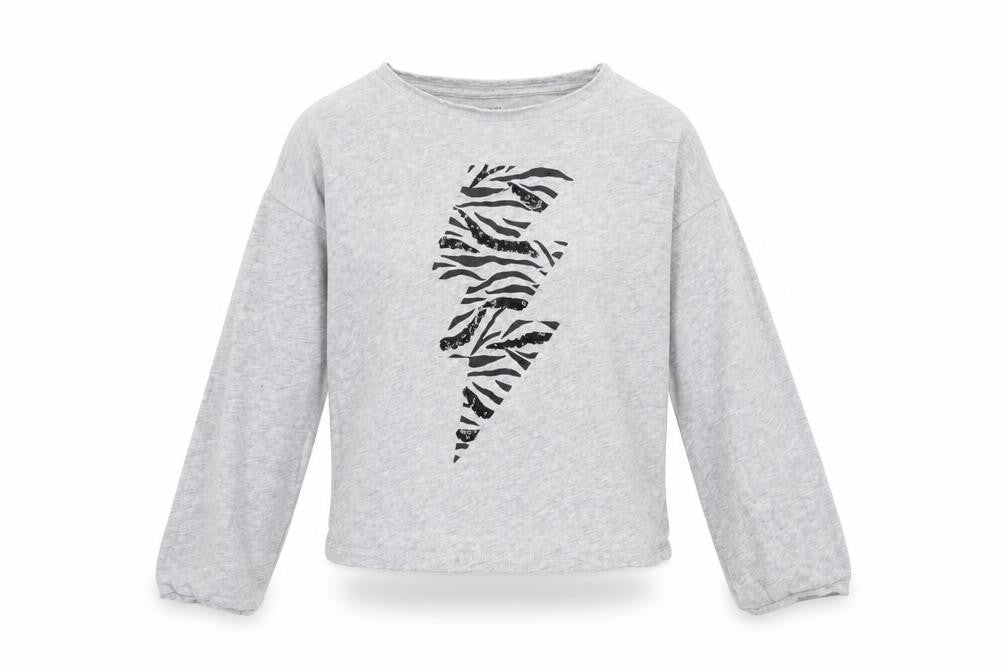 John Lewis Girls Grey Long Sleeve Zebra Print Lightning Pullover Top 9 Years