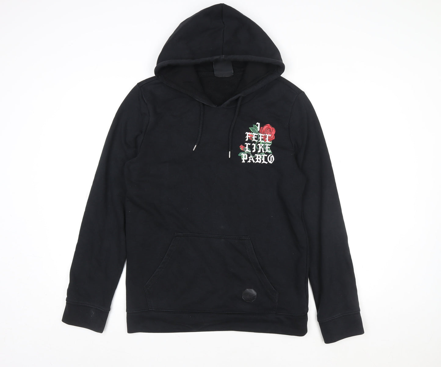 Project X Paris Women's Black Pullover Hoodie Medium Cotton Graphic Rose Design
