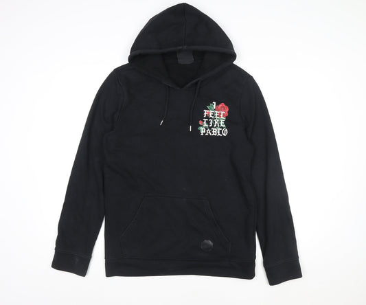 Project X Paris Women's Black Pullover Hoodie Medium Cotton Graphic Rose Design