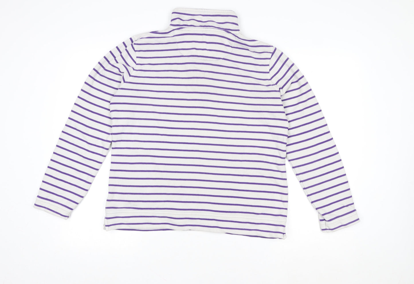 Crew Clothing Women’s White Purple Striped 1/2 Zip Sweatshirt Size 12