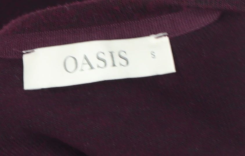 Oasis Women's Purple Ruffle Trim Long Sleeve Viscose Blend Top Size S