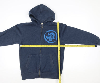 Back view of Saltrock boys’ blue full zip hooded fleece lined jacket 13 years