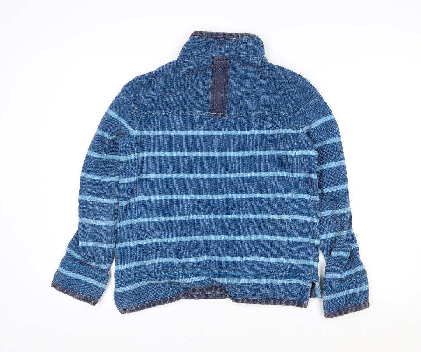FatFace Women Blue Striped Cotton 1/4 Zip Sweatshirt Size 10