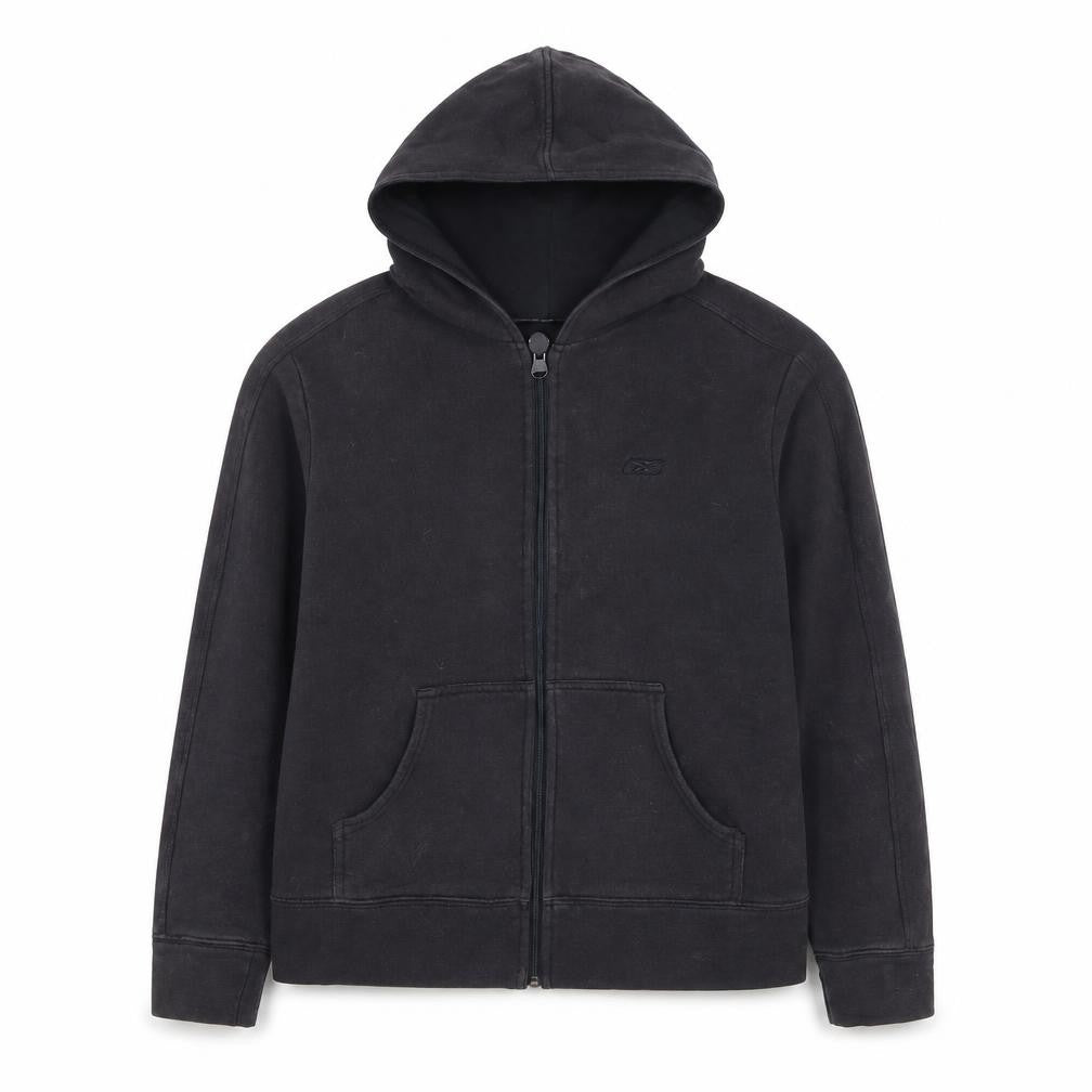 Reebok Men's Black Small Hooded Full Zip Cotton Fleece Jacket