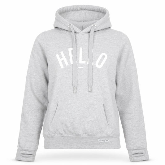Made The Label Grey HELLO Hoodie Women M Cotton Blend Pullover