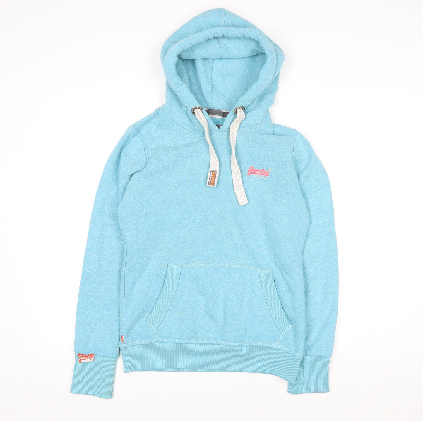Superdry Women Blue Pullover Hoodie Cotton Blend Size S