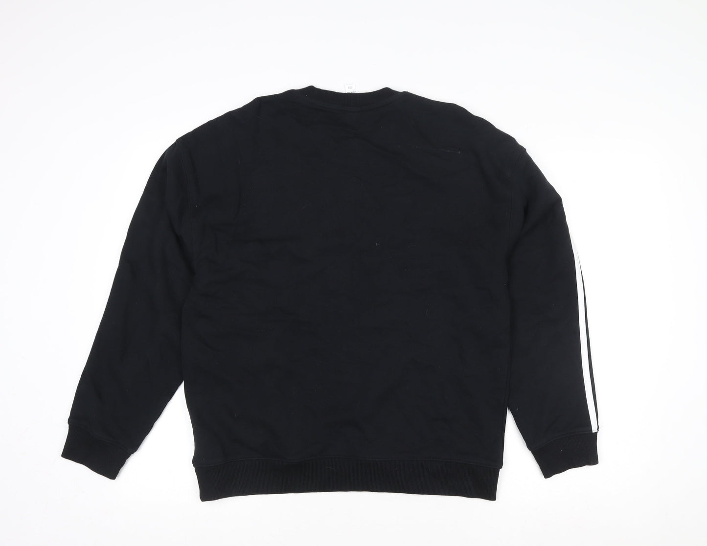 Adidas Men's Black Crew Neck Striped Sweatshirt Size S