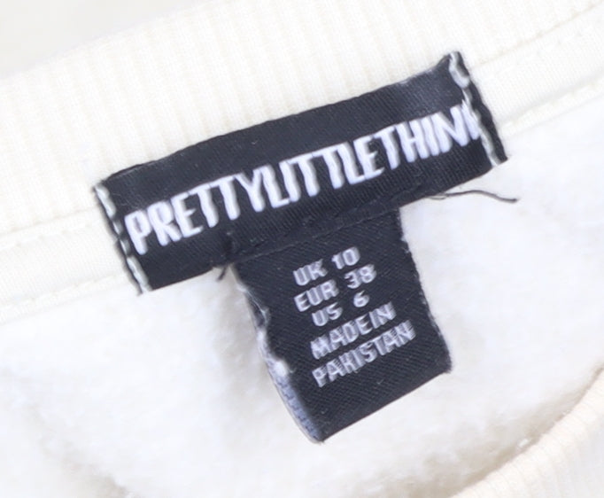 PrettyLittleThing Women's Beige Long Sleeve Pullover Sweatshirt UK 10