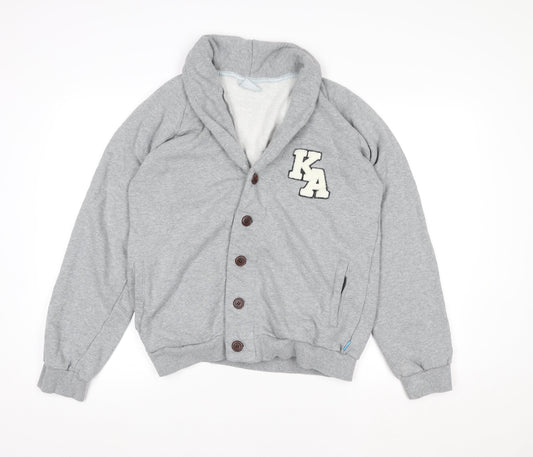 IC Women’s Grey Varsity Jacket Medium Button-Up College Style