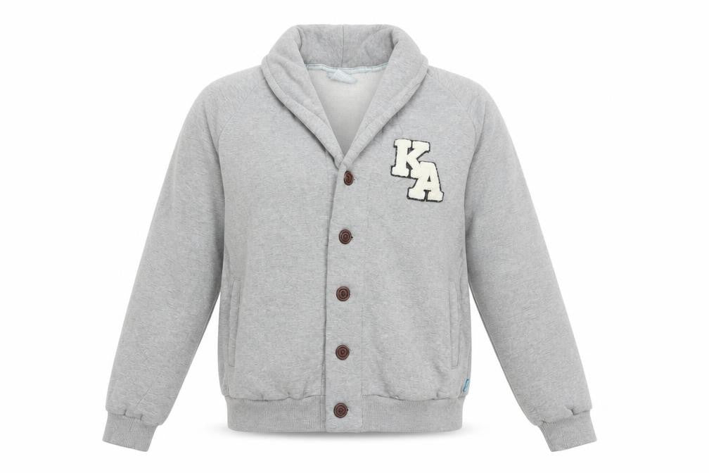 IC Women’s Grey Varsity Jacket Medium Button-Up College Style