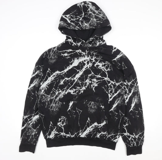 H&M Teen Black Marble Pullover Hoodie 14+ Cotton Blend