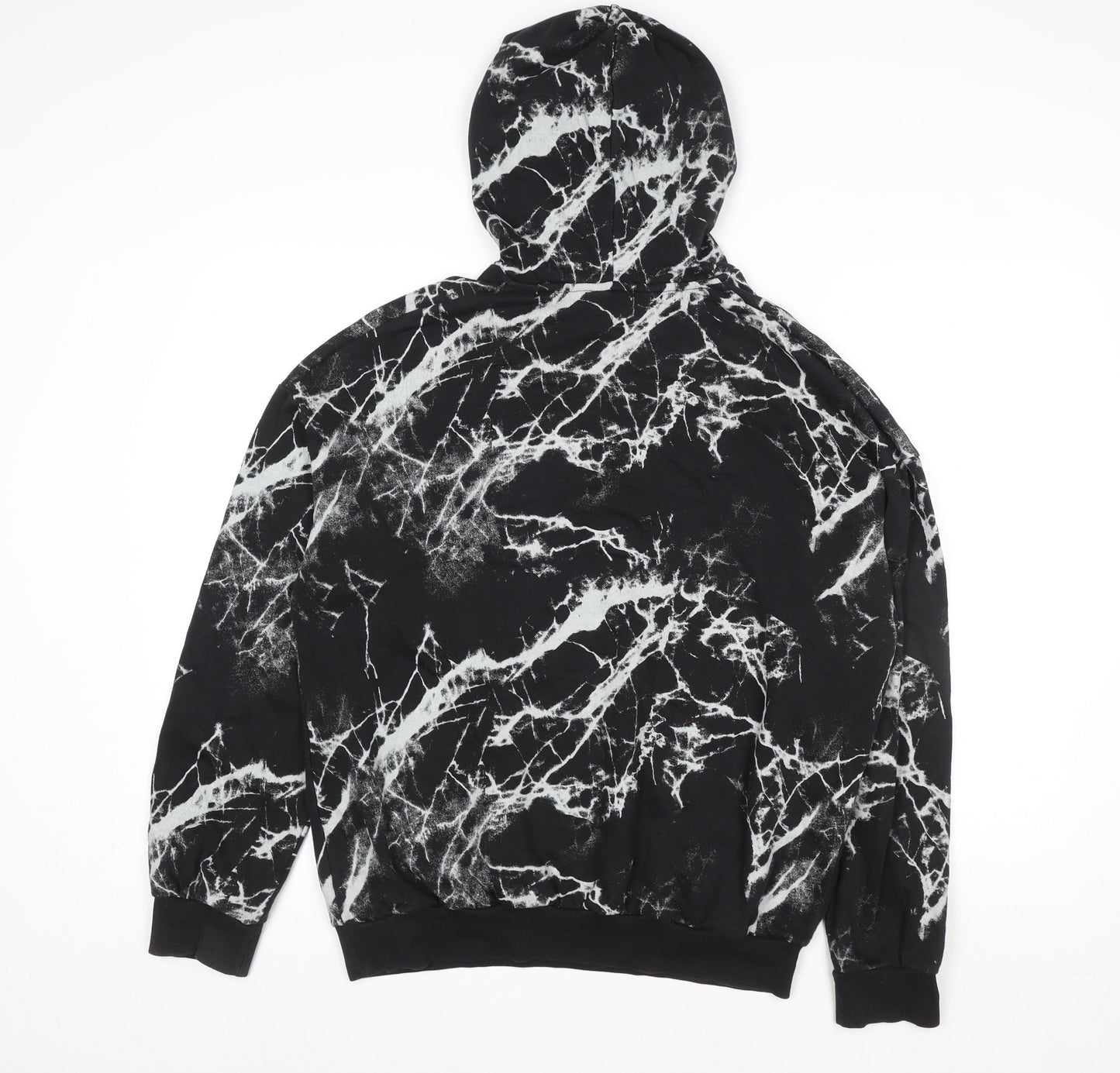 H&M Teen Black Marble Pullover Hoodie 14+ Cotton Blend