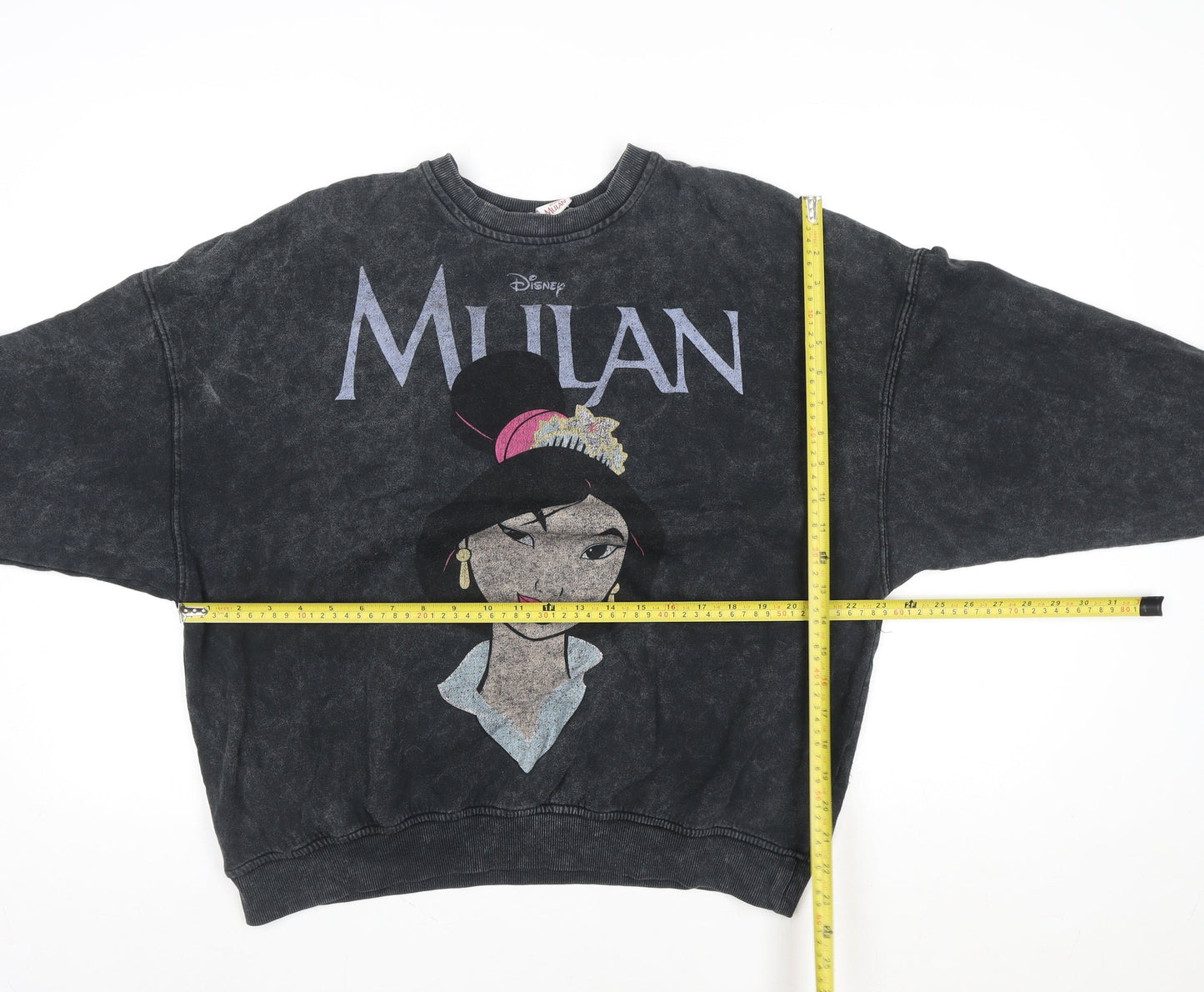 Bershka Women’s Black Mulan Sweatshirt Size S Cotton Blend