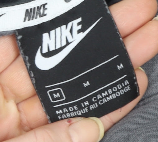 Nike Women's Grey Pullover Hoodie Medium Cotton Blend Logo Design