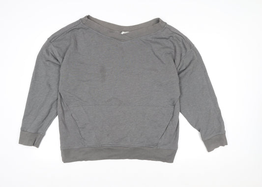 Fabletics Women Grey V-Neck Pullover Sweatshirt Size S