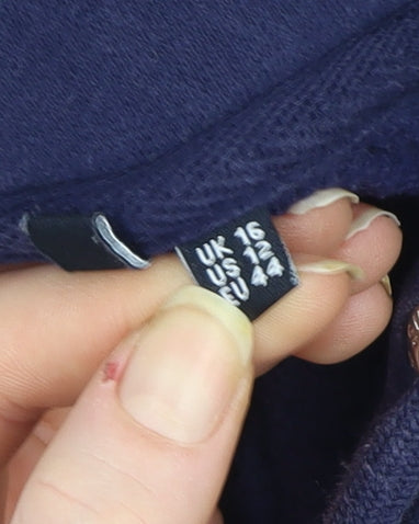 Superdry Men Blue L Hooded Fleece Sweat Jacket with Logo