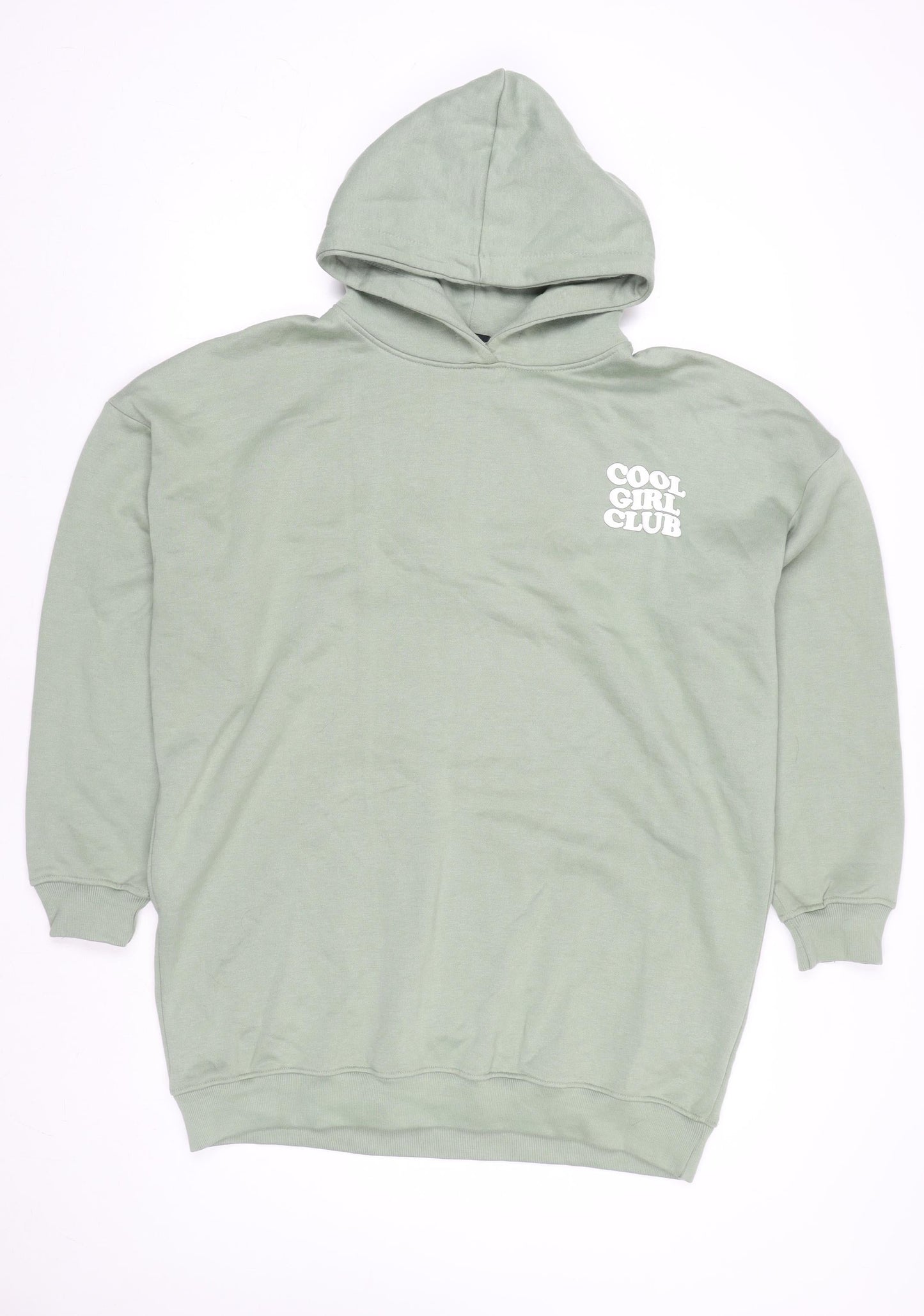 PrettyLittleThing Womens Green Size 12 Pullover Hoodie Cool Girl Club