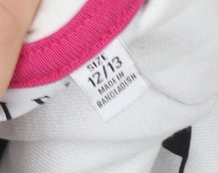 ELLE Girls Black & White Pullover Logo Hoodie 12-13 Years Cotton Blend