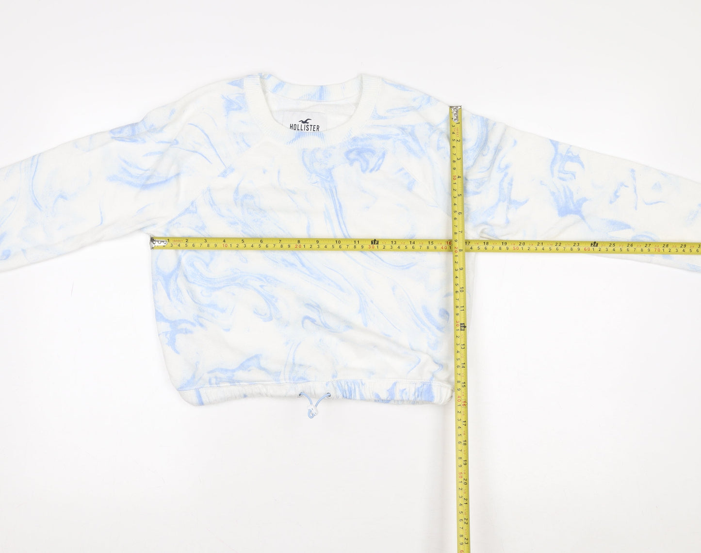 Hollister Womens XS Blue Marble Pullover Sweatshirt Cotton Blend