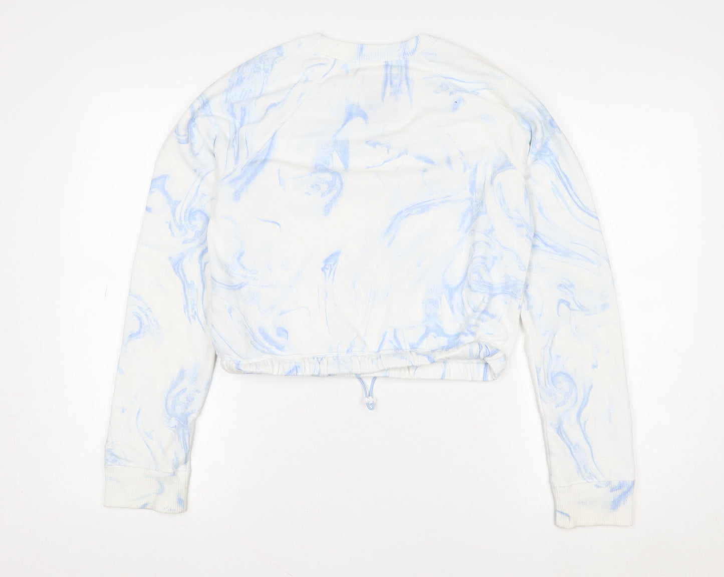 Hollister Womens XS Blue Marble Pullover Sweatshirt Cotton Blend
