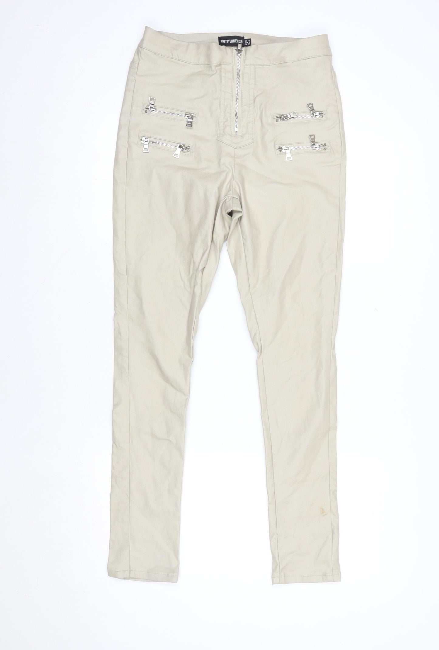 PrettyLittleThing Women’s Beige High Rise Skinny Jeans UK 10