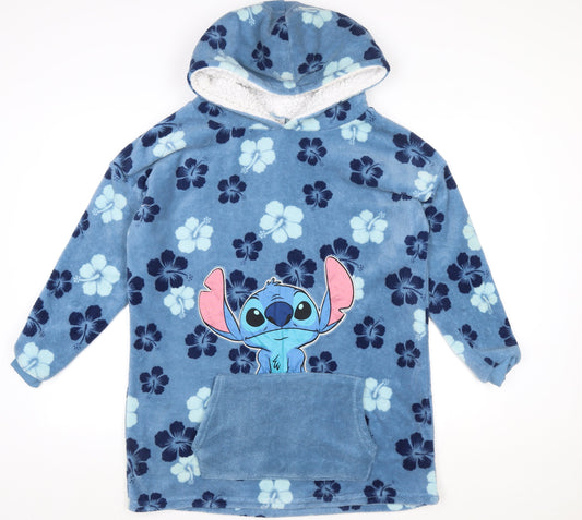 Disney Classics Women's Blue Fleece Hooded Stitch Robe One Size