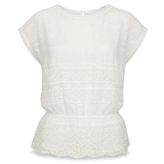 Massimo Dutti Womens Ivory Lace Embroidered Tunic Blouse Size 10