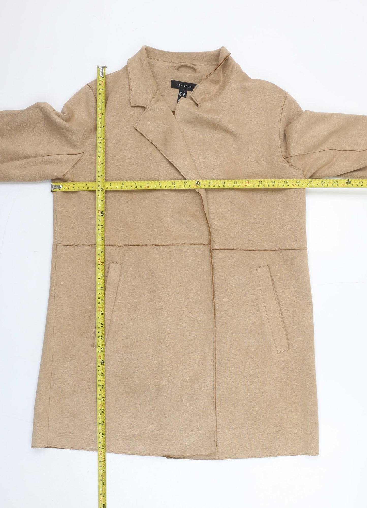 New Look Women’s Beige Mid-Length Overcoat Size 10 Regular Fit
