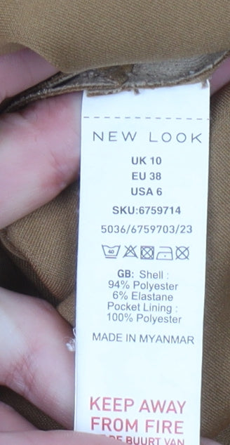 New Look Women’s Beige Mid-Length Overcoat Size 10 Regular Fit