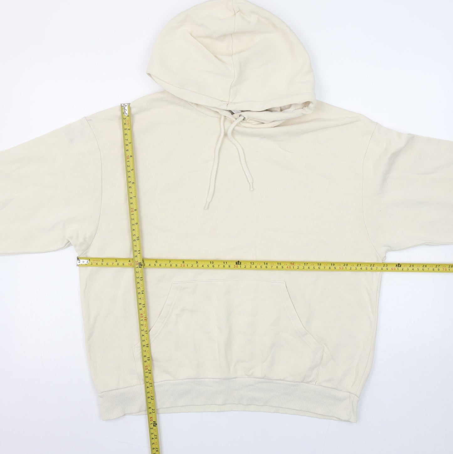 Monki Women Beige Pullover Hoodie Small Cotton Blend Casual