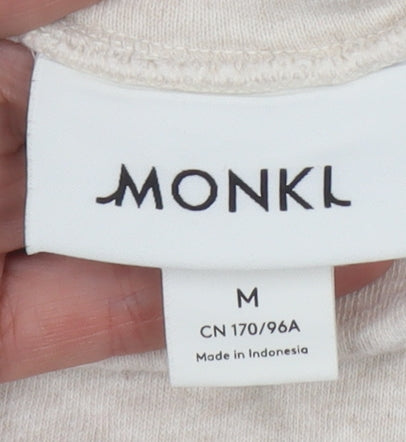 Monki Women's Beige Cotton Cropped Pullover Sweatshirt Size 12
