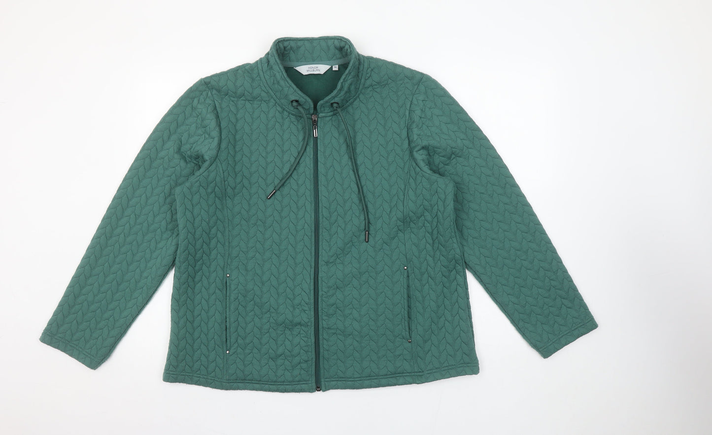 Honor Millburn Women Green Quilted Full Zip Sweatshirt Size 18