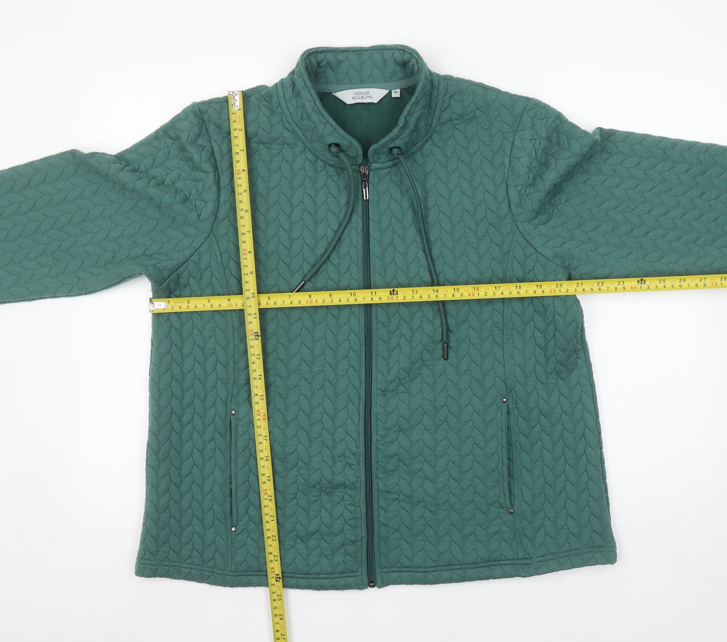 Honor Millburn Women Green Quilted Full Zip Sweatshirt Size 18