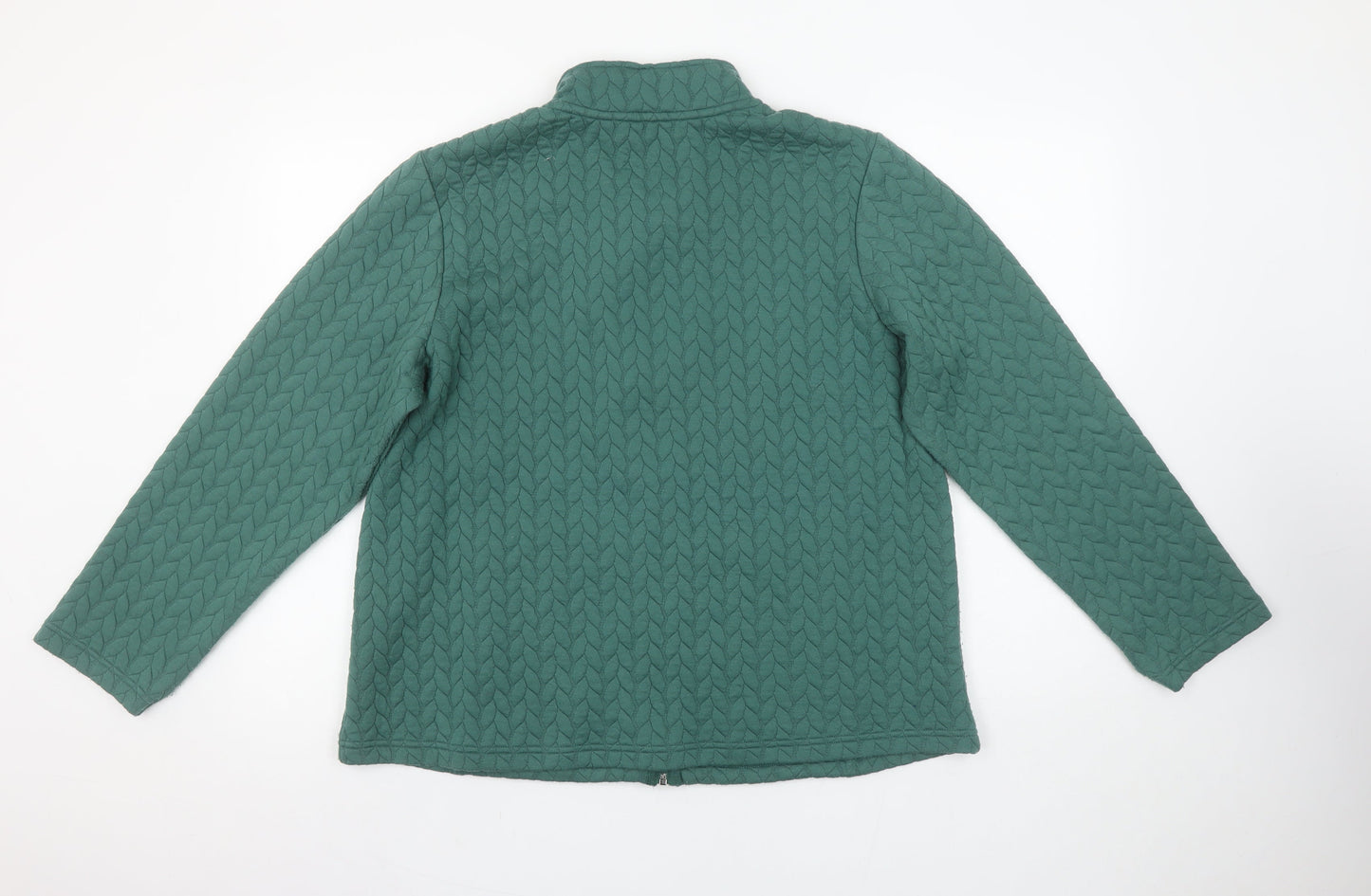 Honor Millburn Women Green Quilted Full Zip Sweatshirt Size 18