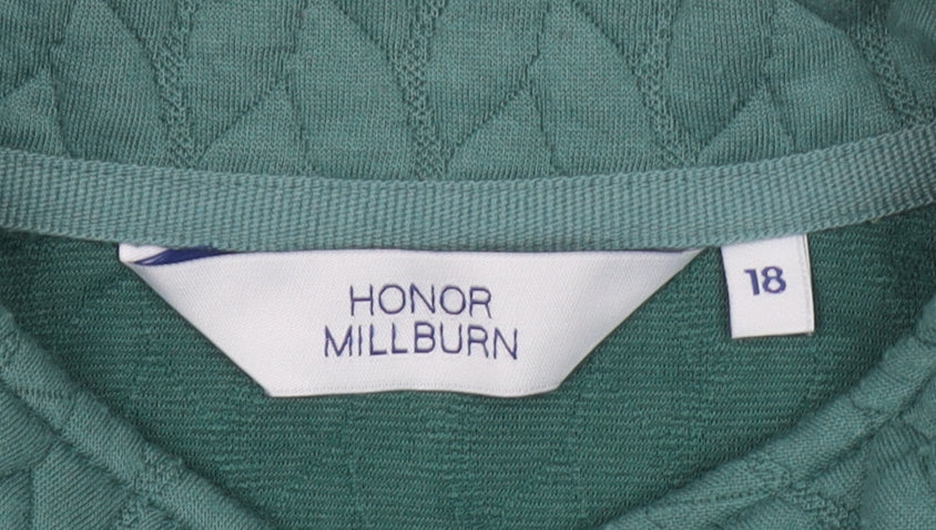Honor Millburn Women Green Quilted Full Zip Sweatshirt Size 18