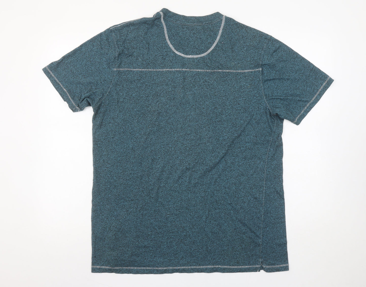 PD&C Men's Blue Short Sleeve V-Neck Cotton Blend T-Shirt XL