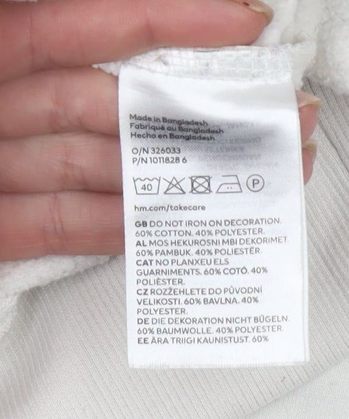 H&M Women Ivory Paris Atelier Cotton Blend Crew Neck Sweatshirt Size S