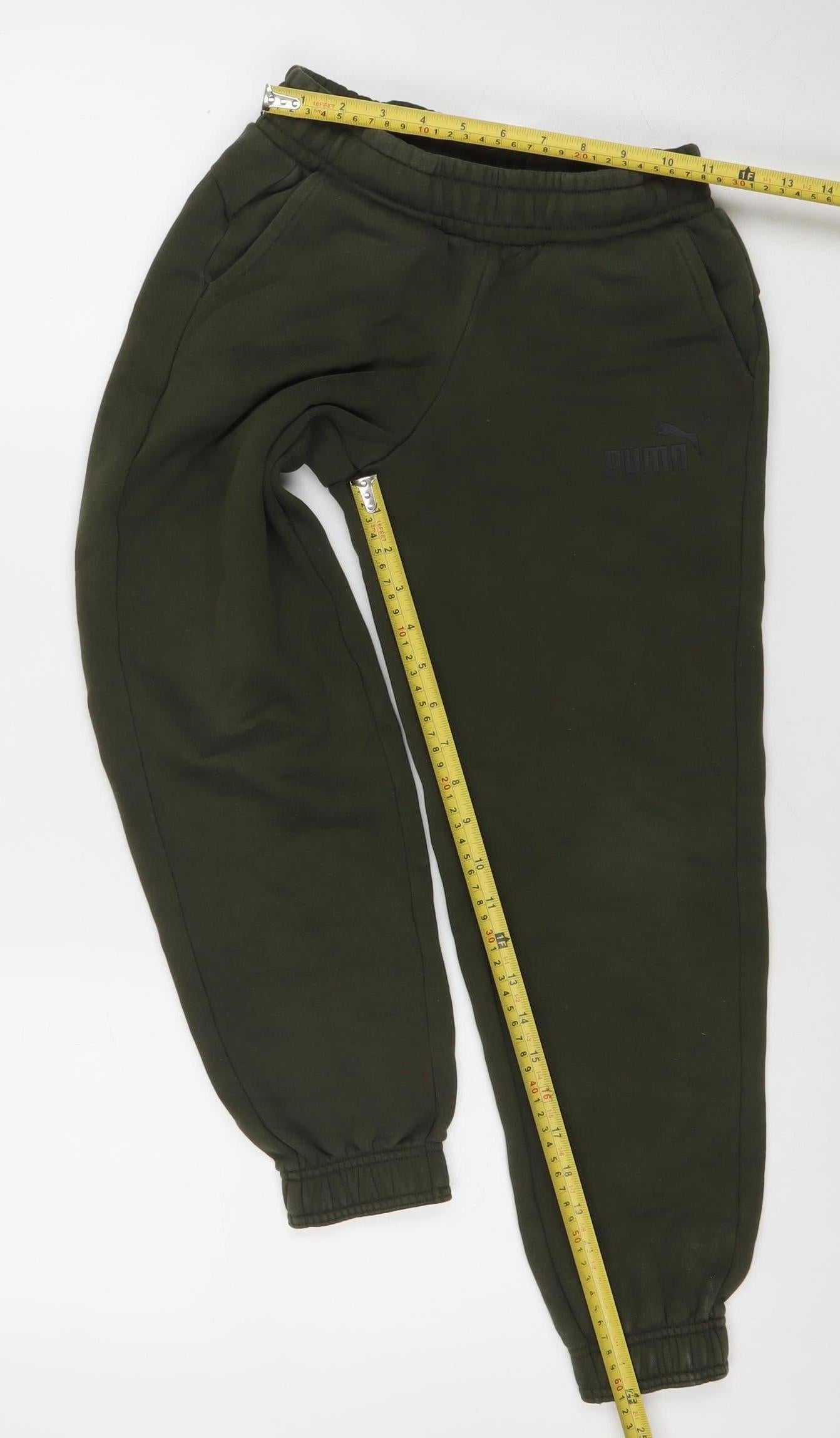 Puma Boys Green Jogger Trousers 10 Years Fleece Cotton Activewear