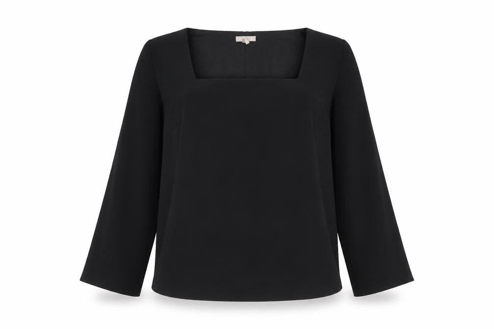 H&M Women's Black Long Sleeve Square Neck Blouse Size XXL