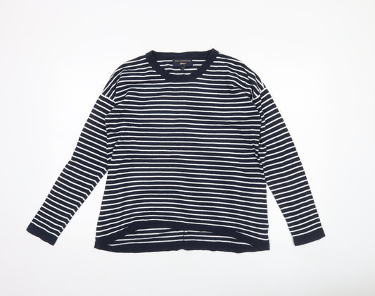 Paul Costelloe Women Blue Striped Cotton Cardigan UK 14