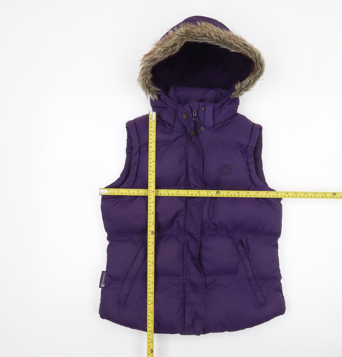 Mountain Essentials Women Purple Hooded Puffer Waistcoat Size 8