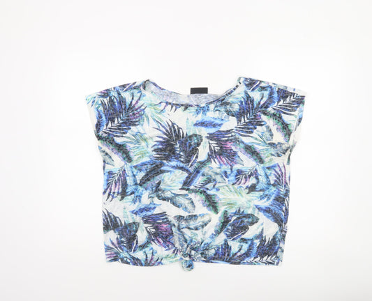 Wallis Women’s Multicoloured Tropical Knot Front Cropped T-Shirt Size M