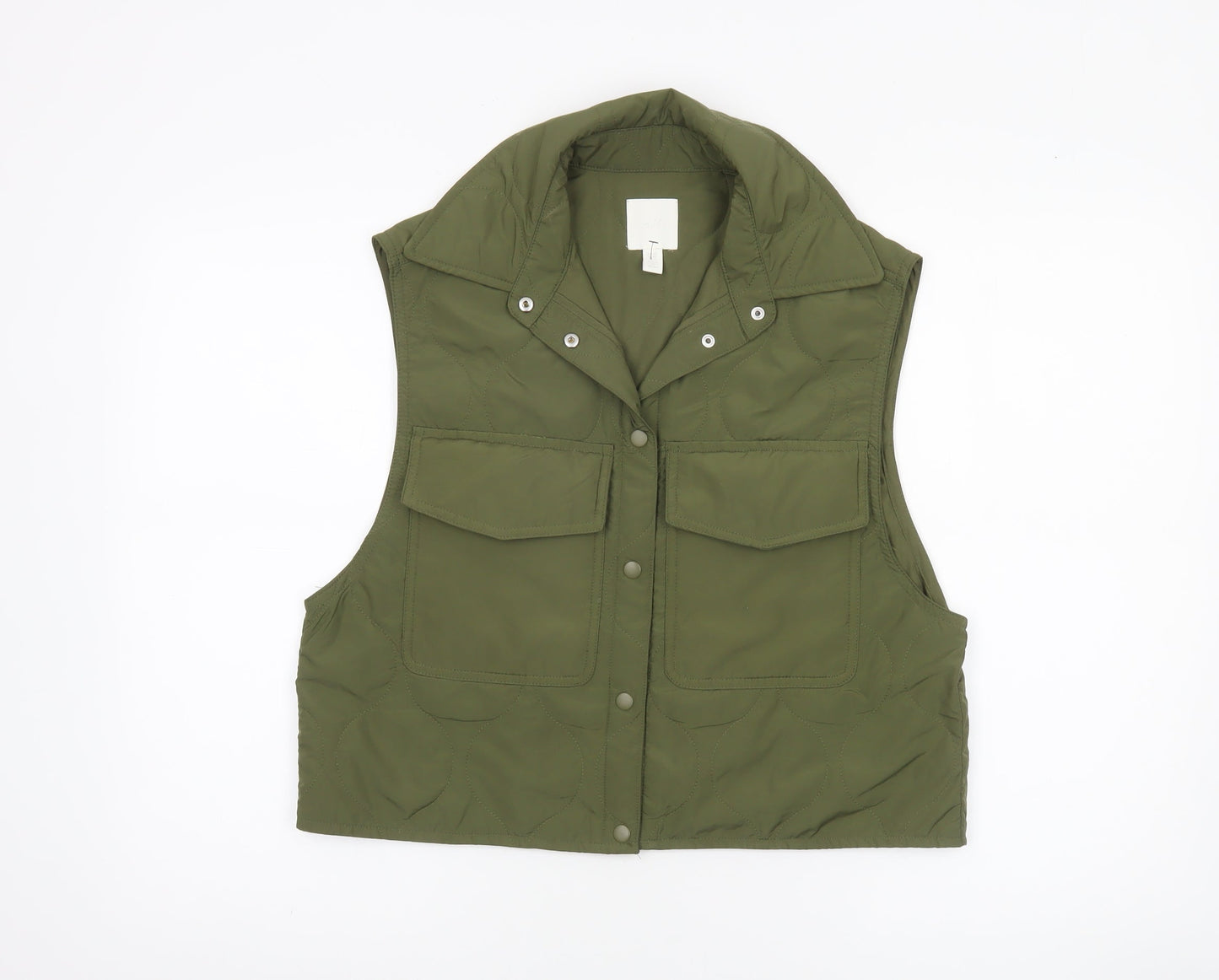 H&M Women’s Green Quilted Sleeveless Waistcoat XS