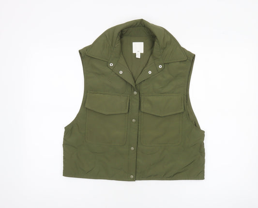 H&M Women’s Green Quilted Sleeveless Waistcoat XS