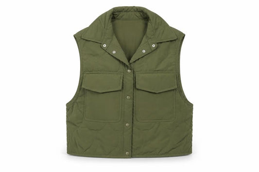 H&M Women’s Green Quilted Sleeveless Waistcoat XS