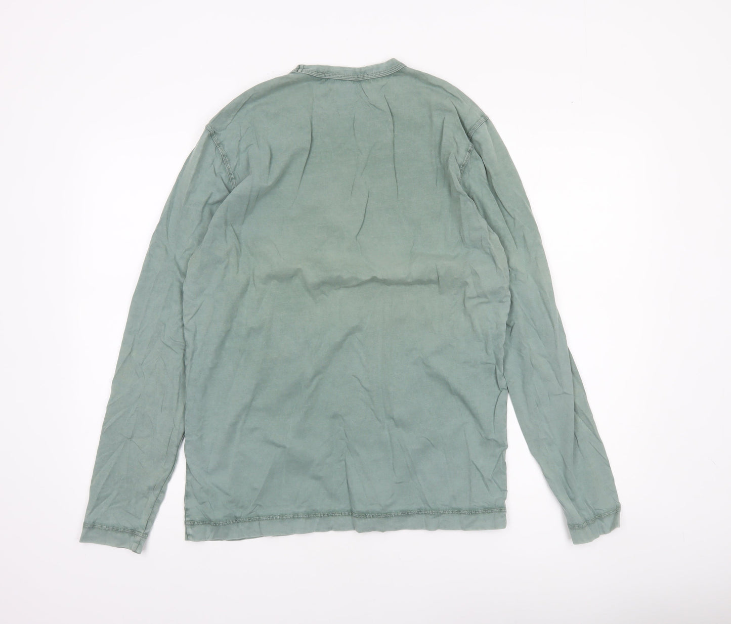 BOSS Men's Green Long Sleeve Cotton Crew Neck Top Size M